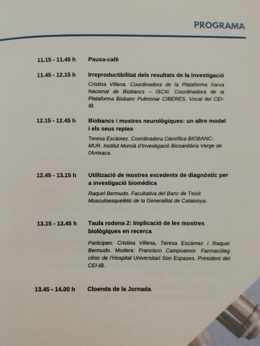 PBP CIBERES (@pbp_ciberes) on Twitter photo Segunda mesa redonda en #3JornadaCEIIB. Con un enfoque muy de #biobanco: <a href="/crispbpciberes/">Cristina Villena</a> <a href="/idibaps/">IDIBAPS</a> @Red_Biobancos <a href="/PBP_CIBERES/">PBP CIBERES</a> <a href="/TeresaTescamez/">Teresa</a> <a href="/biobancoimib/">Biobanco IMIB Pascual Parrilla</a> Segunda mesa redonda en #3JornadaCEIIB. Con un enfoque muy de #biobanco: <a href="/crispbpciberes/">Cristina Villena</a> <a href="/idibaps/">IDIBAPS</a> @Red_Biobancos <a href="/PBP_CIBERES/">PBP CIBERES</a> <a href="/TeresaTescamez/">Teresa</a> <a href="/biobancoimib/">Biobanco IMIB Pascual Parrilla</a>