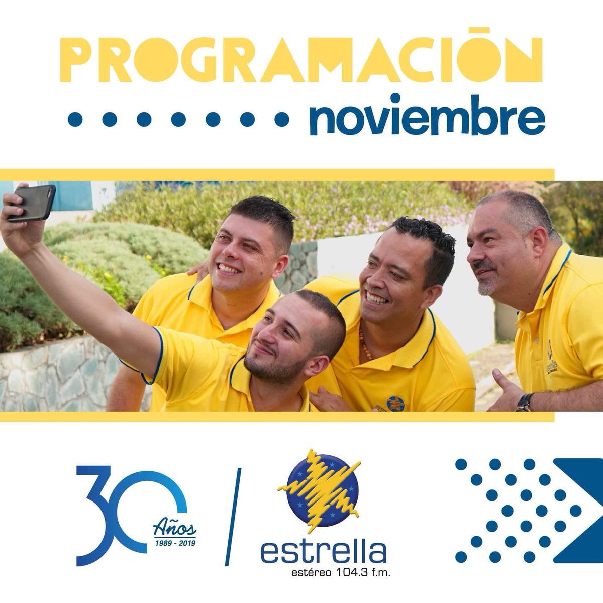 estrellaestereo's tweet photo. Gózate nuestra programación especial en #Noviembre 🤩📻

Ya estamos en fin de año y no hay mejor manera de disfrutar esta época que con el dial más brillante ✨🎊🥳

En #LosBre deja tus ánimos #EnElPuntoMásAlto con Estrella ⭐️🙌🏼

#30AñosEstrella #Radio #FelizViernes #FinDeSemana https://t.co/KXNNMDC2xb