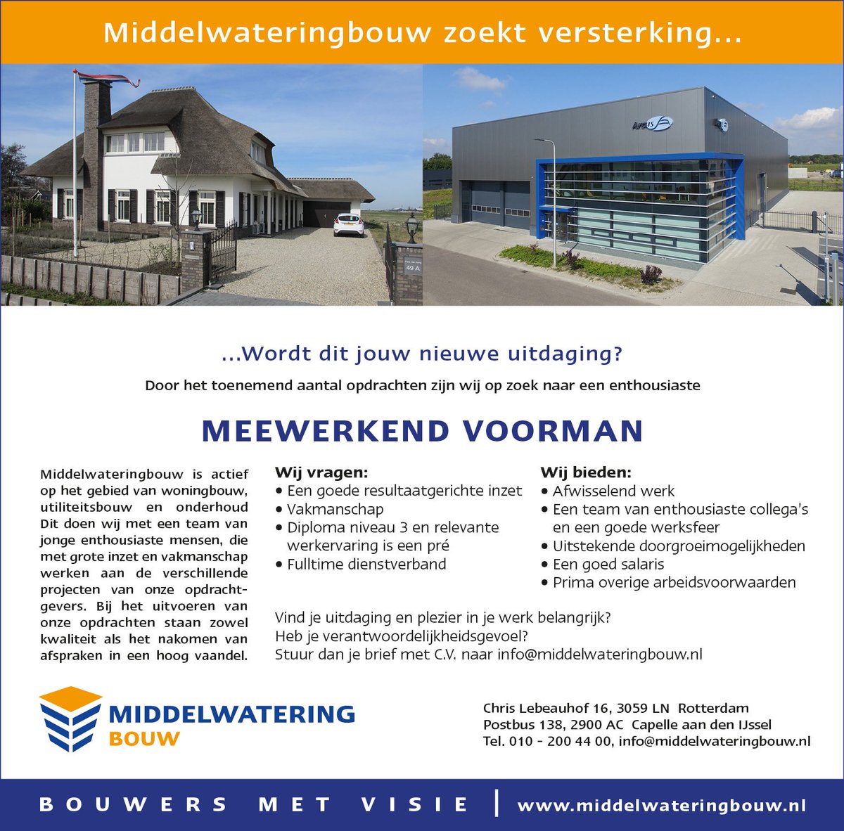 MW_Bouw's tweet photo. Wij zijn op zoek naar versterking! 

Ben jij die enthousiaste timmerman of meewerkend voorman? Lees dan onderstaande vacatures door of kijk op onze website: https://t.co/BUhetdKd0d

#middelwateringbouw #bouwersmetvisie #rotterdam #vacature #vacatures #aannemersbedrijf #timmerman https://t.co/QOfj8DRmUZ