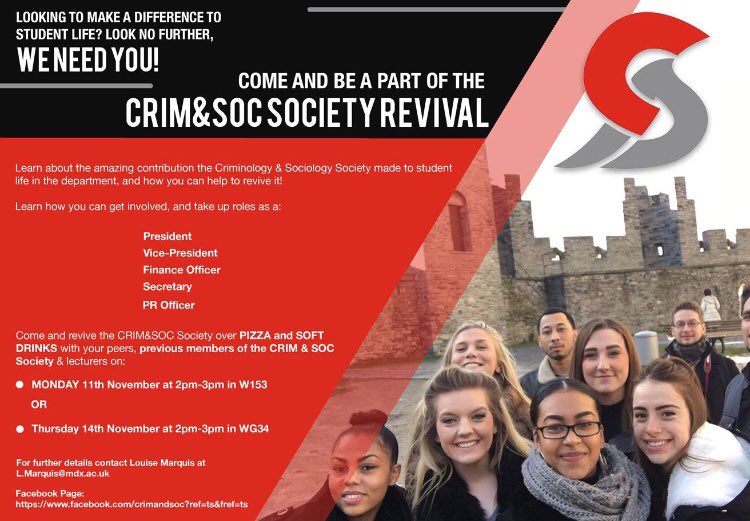 CrimAndSoc's tweet photo. Crim &amp; Soc students, come and JOIN THE REVIVAL 📣 11th Nov in W153 &amp; 14th Nov in WG34 ✨ ... Did someone say “FREE PIZZA!!”? 🍕 https://t.co/Q6lBtVSodi