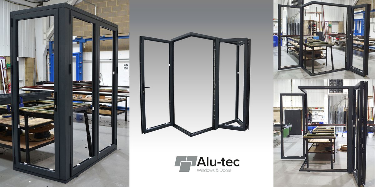 ClimatecWinLtd's tweet photo. We've found something slightly different over at the Alu-tec factory - an Anthracite Grey, 3 panel, corner bi-fold door. Another one for the portfolio #bifolds #alidoors #foldingdoors #cornerdoors @AluK_GB https://t.co/HfwF2LKYGG