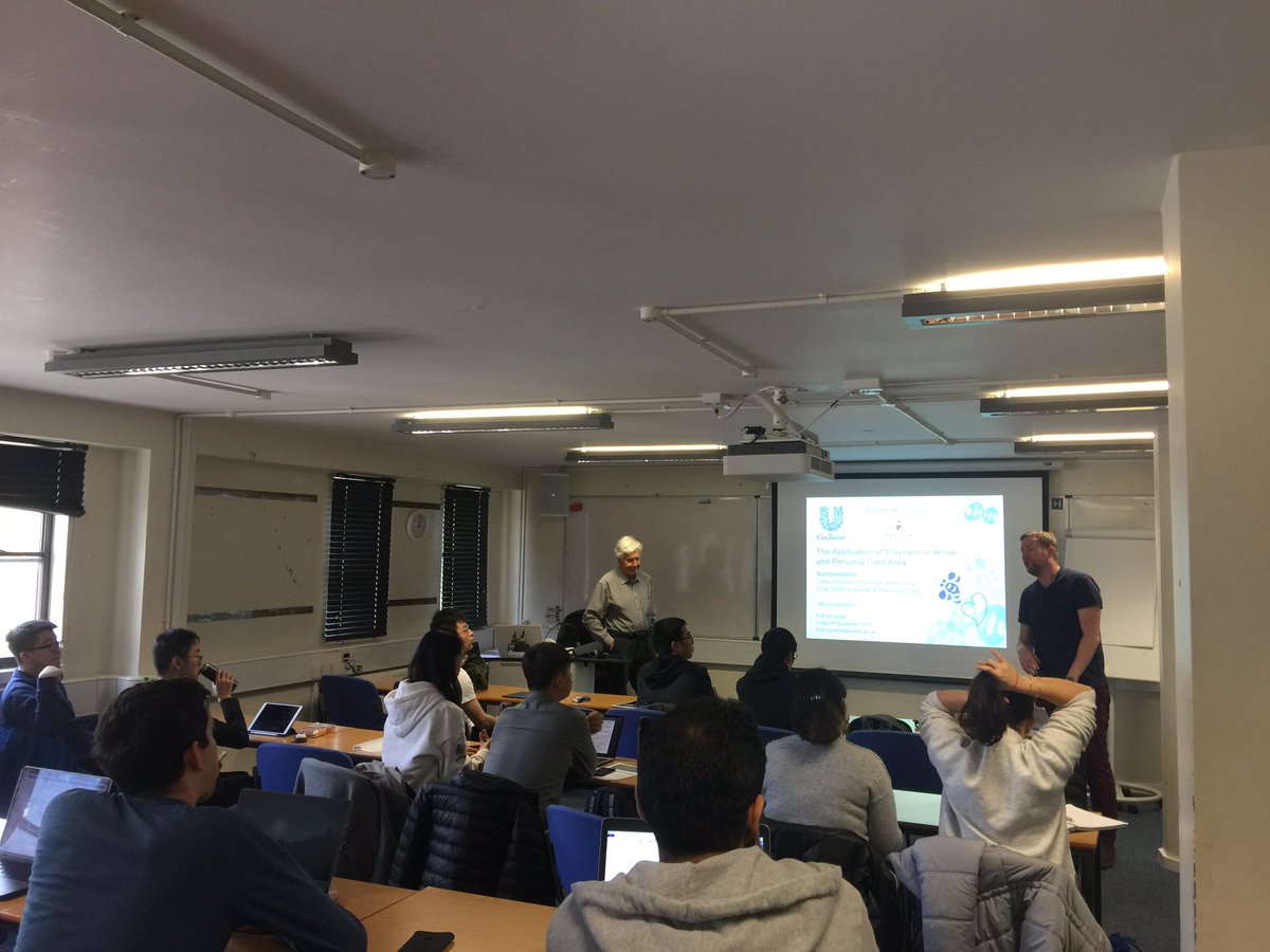 Exact Khoshdel from Unilever is giving an inspirational talk to Polymer MSc students in the Polymers in the Real World module.