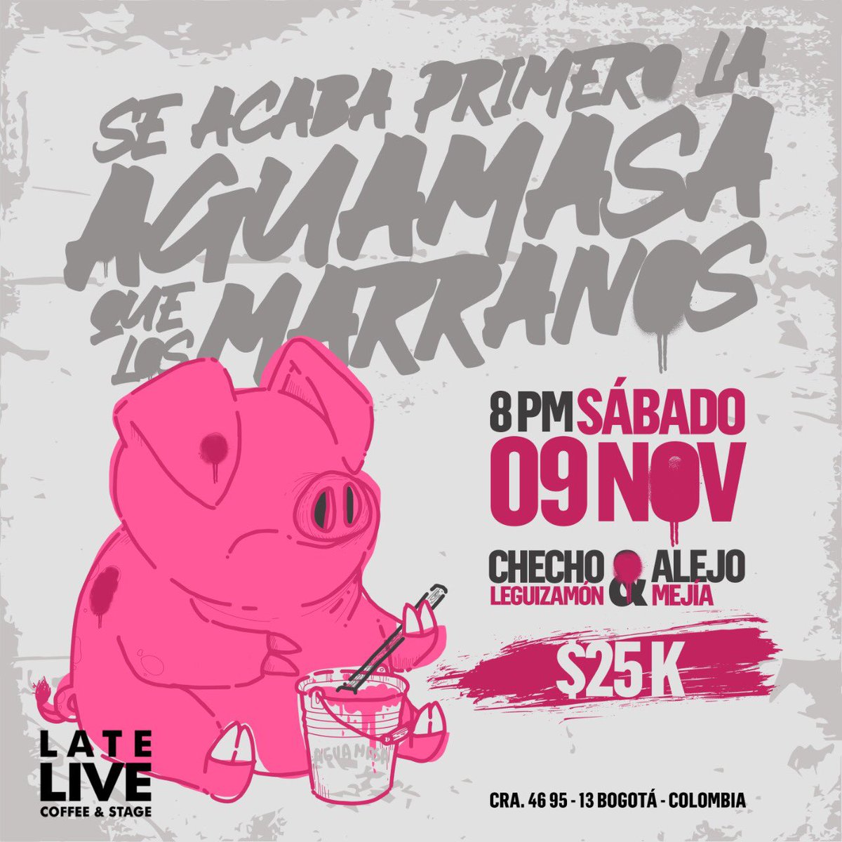 Alejo Mejía (@alejomejia) on Twitter photo Amigos bogotanos. Mañana sábado <a href="/chechojajaja/">Checho Leguizamón</a> y yo estaremos en <a href="/live_late/">LateLiveCo</a> haciendo un poco de comedia. Caigan y apoyen. Boletas en la taquilla y en atrapalo.com Amigos bogotanos. Mañana sábado <a href="/chechojajaja/">Checho Leguizamón</a> y yo estaremos en <a href="/live_late/">LateLiveCo</a> haciendo un poco de comedia. Caigan y apoyen. Boletas en la taquilla y en atrapalo.com