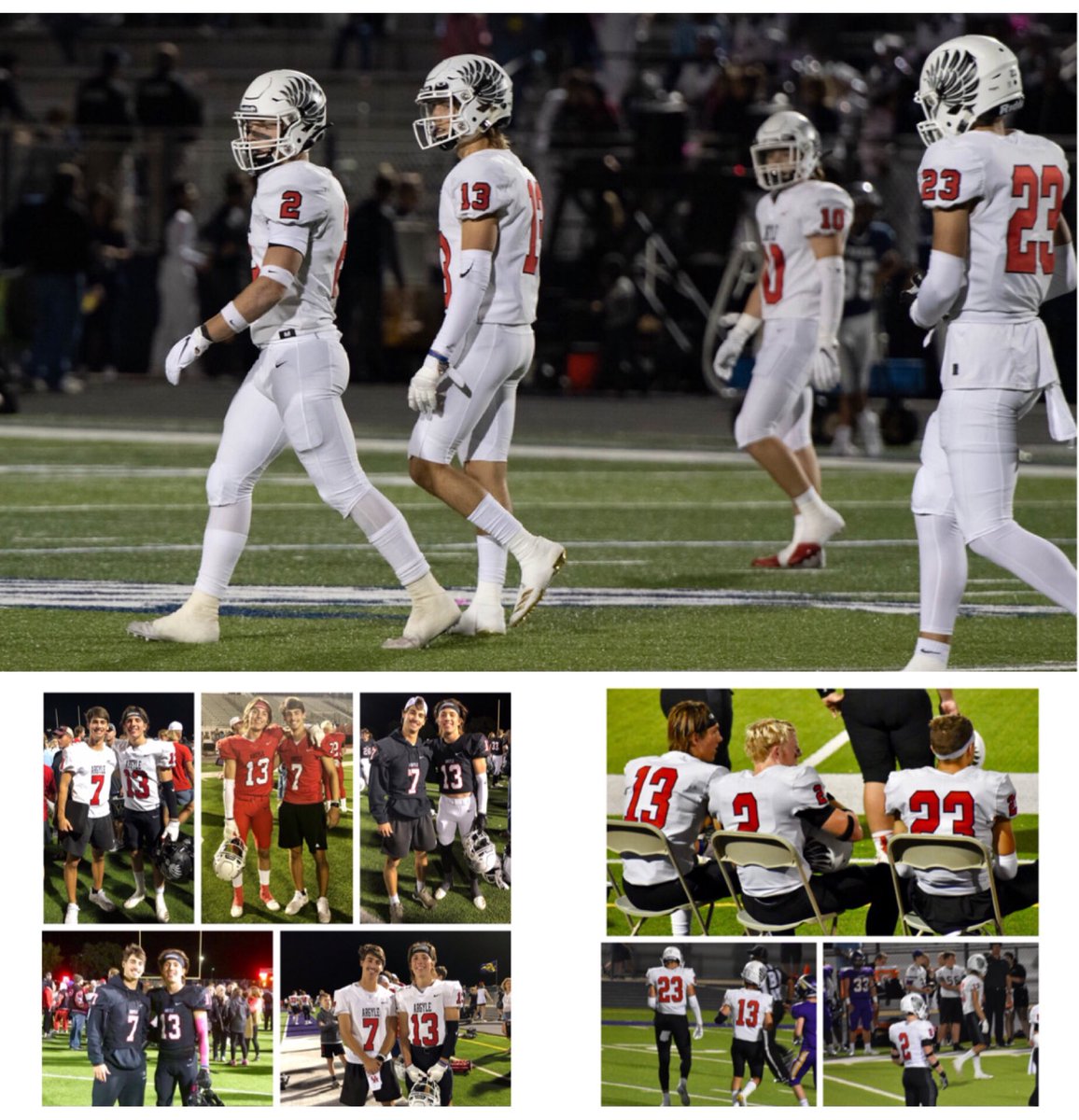caleb_m_murdock's tweet photo. Senior Night  / 💯 respect &amp; thankful for the privilege of playing beside them / the field won’t be the same without #7 #2 #23 intentional leaders @connor_kilgore3 @1jakesullivan @Riley_Hartman2 @argylegridiron @ArgyleSports @ArgyleHighTX #nextmanup https://t.co/sa3ACu62sP