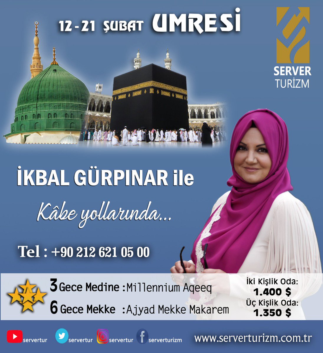 Düştüm Kabe Yollarına, yeniden başlıyor. İnşaallah 👉 <a href="/servertur/">Server tur</a>  Kanal7'deki sponsorumuzdu, onlarca yüreğe  dokundu. Ve şimdi yeniden #servertur  ile Kutsal yolculuğa çıkıyoruz. İmkanı olanlar da bizimle yolculuk yapmak istiyorsa , 0(212) 621 05 00 'i arayıp kayıt yaptırabilir.