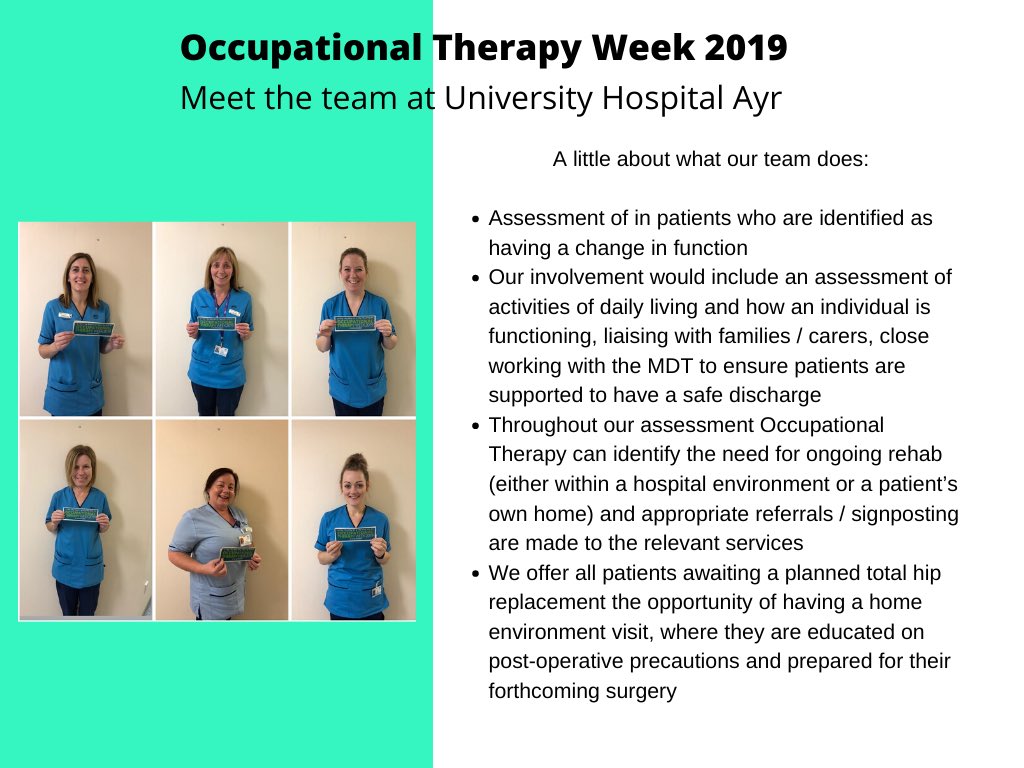 Connie Murray (@connieahpmurray) on Twitter photo Our final team of #OTWeek2019 is the team from University Hospital Ayr. <a href="/wilcox_27/">Karen Wilcox</a> <a href="/NHSaaa/">NHS Ayrshire & Arran</a> <a href="/Aileenahpmh/">#hellomynameisAileen</a> <a href="/OTsouth/">South Ayrshire OT</a> @EmmaLStirling82 <a href="/sahscp/">South Ayrshire Health and Social Care Partnership</a> <a href="/HazelNMAHPDir/">Hazel Borland</a> Our final team of #OTWeek2019 is the team from University Hospital Ayr. <a href="/wilcox_27/">Karen Wilcox</a> <a href="/NHSaaa/">NHS Ayrshire & Arran</a> <a href="/Aileenahpmh/">#hellomynameisAileen</a> <a href="/OTsouth/">South Ayrshire OT</a> @EmmaLStirling82 <a href="/sahscp/">South Ayrshire Health and Social Care Partnership</a> <a href="/HazelNMAHPDir/">Hazel Borland</a>