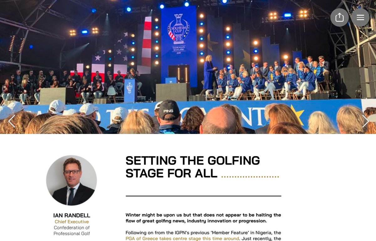 "...The true beauty of golf is its ability to unite individuals from all walks of life, genders, ethnicities and cultures onto one sporting stage...."

Read more at cp.golf/2NSf2qx and in the latest issue of <a href="/cpg_golf/">CPG - Confederation of Professional Golf</a>'s #IGPN at cp.golf/IGPN-55