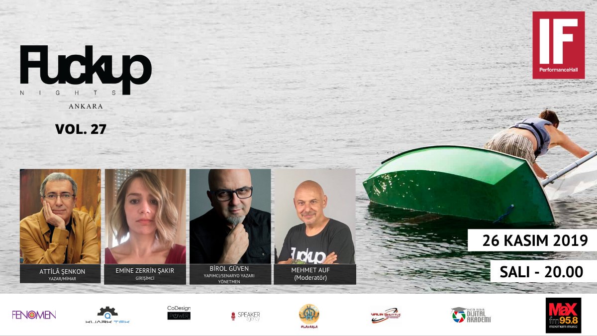 <a href="/FUN_Ankara/">FuckUp Nights ANKARA</a>  26 KAsım, salı gecesi <a href="/IFPerformance/">IF PERFORMANCE HALL</a>  Hall'da!  Harika bir gece olacak! biletix.com/etkinlik/YFFEF… 
#AttilaŞenkon <a href="/ZerrinYerlikaya/">Emine Zerrin Şakır</a>  <a href="/birolguven/">Birol Güven</a>  <a href="/mehmetauf/">mehmet auf</a>