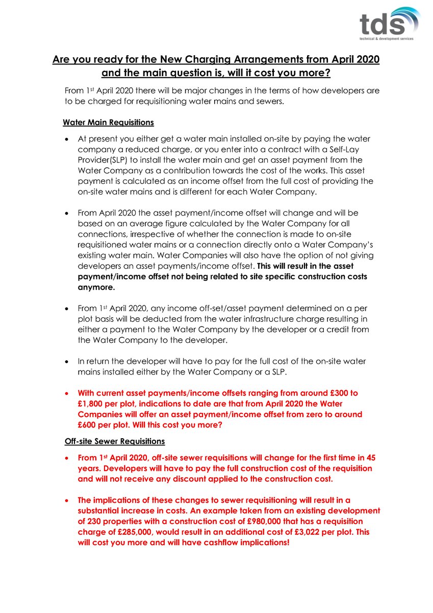 From 1st April 2020 there will be major changes to sewer and mains requisitions - what do you need to know and will it cost you more?