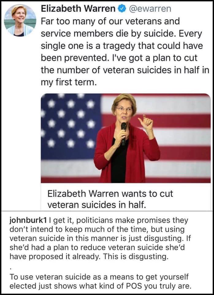 22ADay's tweet image. If it is THAT IMPORTANT of an issue then Politicians wouldn’t wait until they’re running for president to do something about it, they have the power and the ability to in Congress. 
Using our Veterans as political puppets is sick #22aday #veterans #ptsd #SuicideAwareness