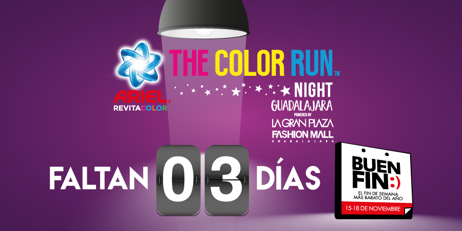 TheColorRun_MX's tweet photo. ‼️¡ATENCIÓN GUADALAJARA!‼️
¡FALTAN 3 DÍAS! ⭐🤩😍
¡No te pierdas lo que tenemos preparado especialmente para ti! 🦄🥳
#TheColorRunNight #TheColorRunNightAriel #TCRN #GlowBabyGlow https://t.co/o5iu3oyN5z