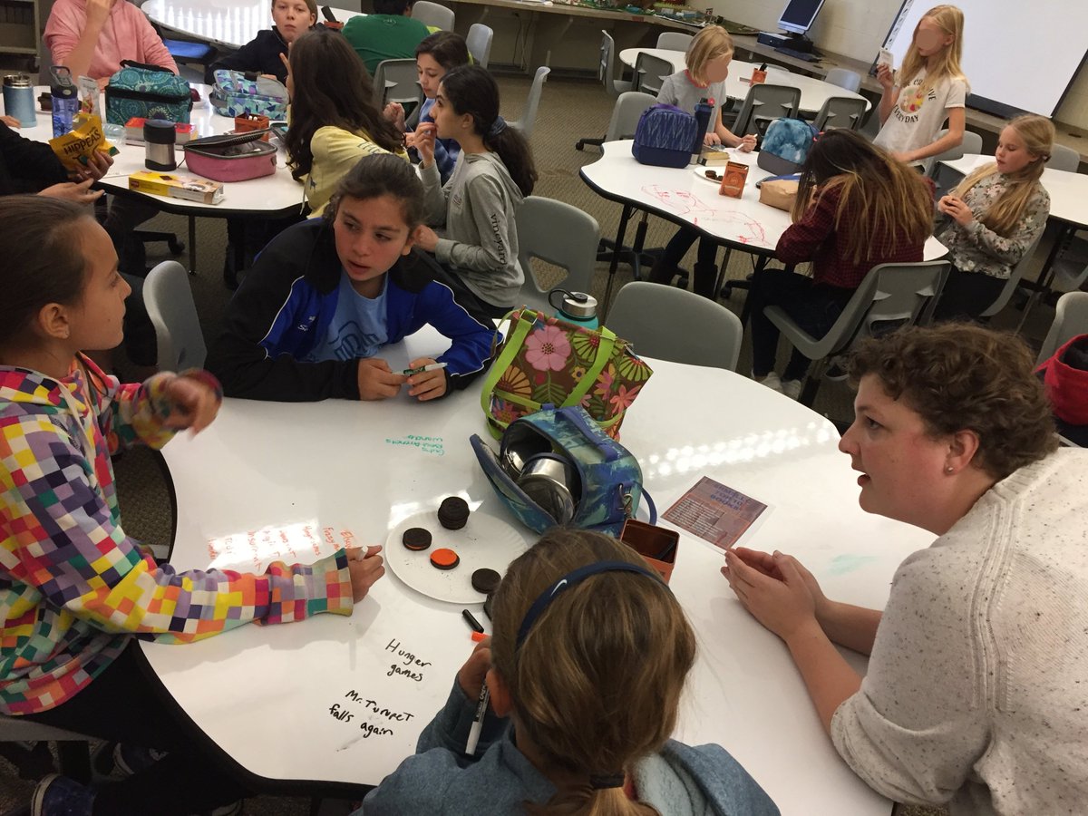 SRMSLLC's tweet photo. It's LIT Lunch Day so we're #booktalking w @RidgefieldLib Teen Librarian Meg Klein AND giving Ss their new library cards! @ridgefieldlibraryteen #yalit #kidlit #MGLit #ReadingLives #srmsct #booktalks @RidgefieldPS #srmsctreads https://t.co/AZN6pzWoif