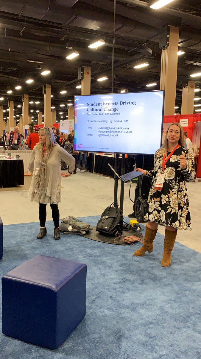 Ready and waiting for one of our fabulous @HCPS_Innovates coaches Erin Daniel and Cheri Guempel and their @QMSGriffins Griffin Gurus students talking about student lead professional learning at #AMLE19