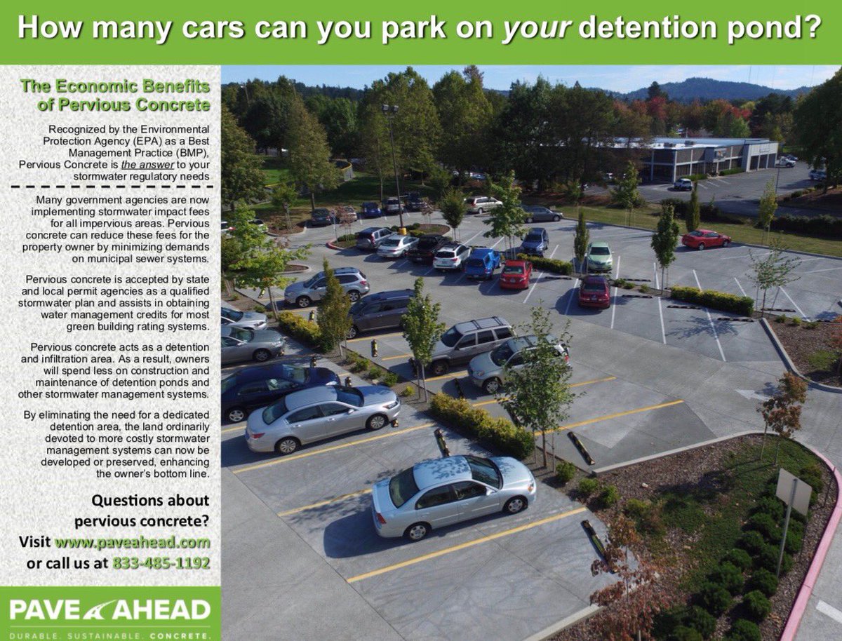 MoreForOurMoney's tweet image. How many cars can you park on your detention pond? #pervious #concrete #paving #PaveAhead ⁦@nrmca⁩