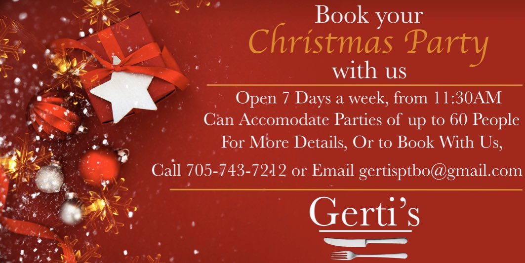 Have you booked your holiday parties? If not contact us and we would be glad to help!