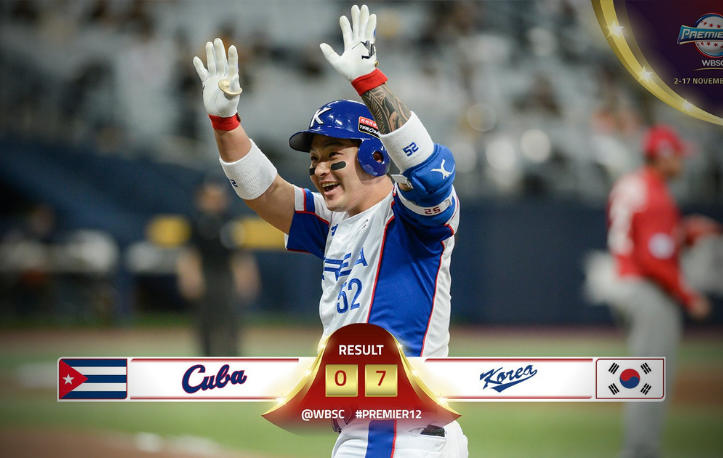 baseballdecuba's tweet photo. Corea del Sur termina pesadilla de Cuba en Premier12 con blanqueada de 7-0
https://t.co/XvJnROrEVm
#Premier12 #CUBp12 https://t.co/I6E2MIw5fb