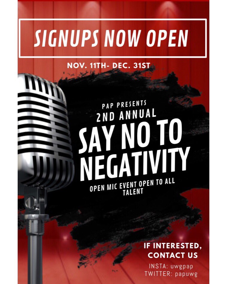 PAPUWG's tweet photo. Signs up for our biggest event are now open, get with a PAP member to see how you can sign up 🗣 
•
•
•
•
#saynotonegativity #uwgpap #uwg23 #uwg22 #uwg21 #uwg20 #uwg #like #retweet https://t.co/yJOx85SIdK