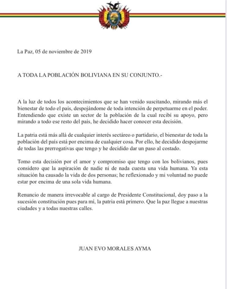 #BoliviaPideTuRenuncia