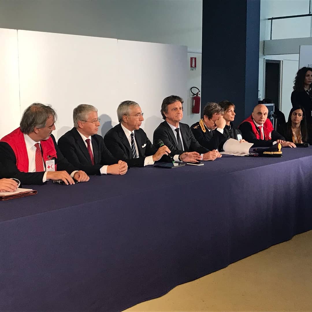 SYRedCrescent's tweet photo. "We are willing to continue to work together to bring other children home. This is the right path," said Eng. Khaled Hboubati, President of the @SYRedCrescent during a press conference held in Rome jointly with Mr. @Francescorocca, president of the @crocerossa and @ifrc. https://t.co/JUIeJrINAw