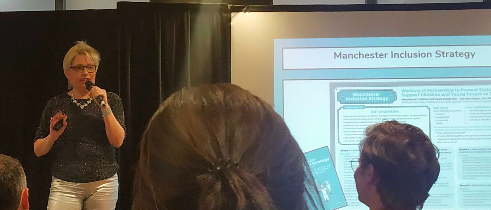 Right2Succeed's tweet photo. Working together strategically and collegiately, we can empower our students to leap forward into an unknown world" - John Rowland explains the #everychildproject at the #Manchester Inclusion Strategy launch. @ManchesterComAcademy @ManCityCouncil https://t.co/VvAVkrTw9h