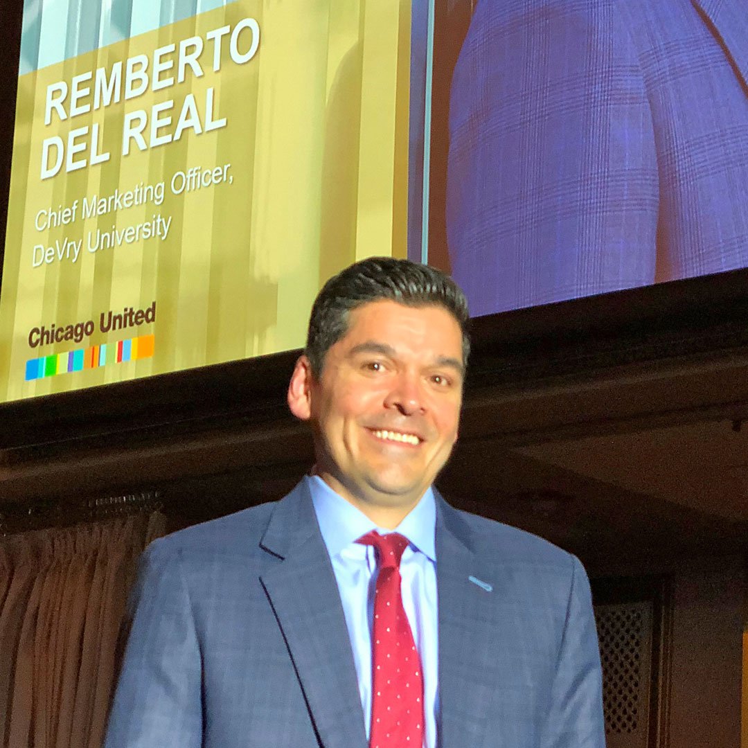 devryuniv's tweet photo. Yesterday @ChgoUnited introduced 50 remarkable and diverse business professionals to appear in their 2019 Business Leaders of Color publication, including our own CMO, @rembertodelreal. DeVry is proud of our leadership for their commitment to inclusion. #CULeads https://t.co/QRvtphIwKD