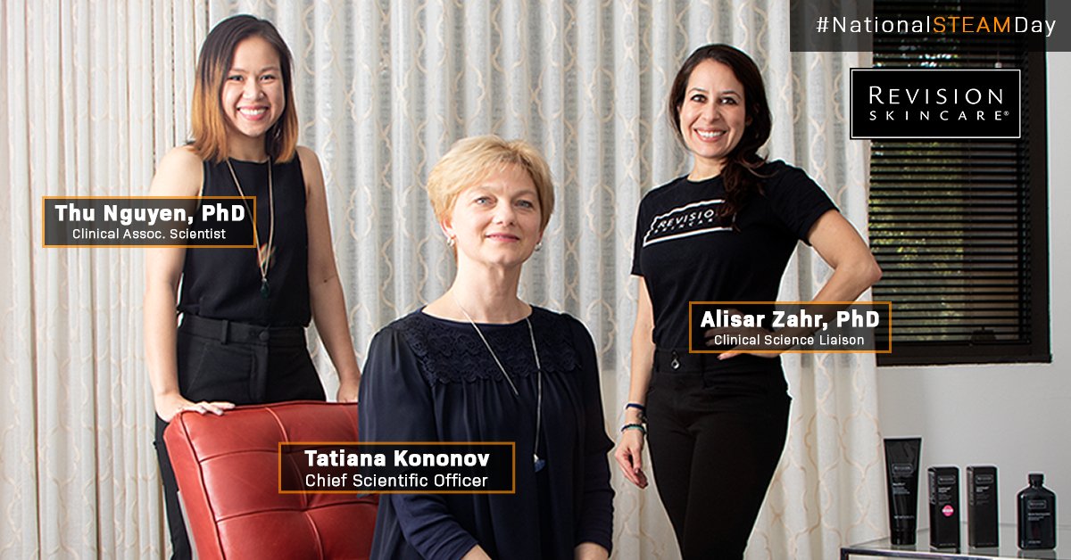 With STEAM careers being some of the fastest growing occupations in the U.S., less than 24% of those employed in scientific R&amp;D in the U.S. are women. Here at Revision Skincare 100% of our R&amp;D team are women that hold STEAM dear to their hearts and lives! #NationalSTEAMDay
