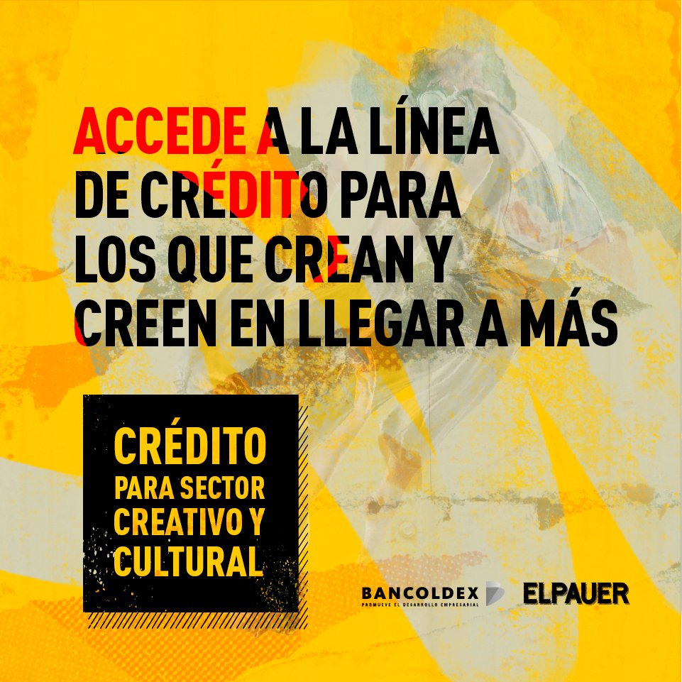 ¿Sabías que ahora el sector creativo y cultural de Antioquia cuenta con una línea de crédito? <a href="/Bancoldex/">Bancóldex</a> y #ELPAUER ofrecen más posibilidades porque saben que constantemente los emprendedores creativos y culturales #CreanYCreen.

Todos los detalles 📲 bit.ly/31zt8BX
