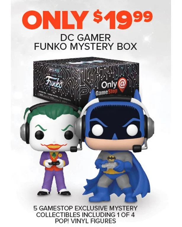 Funko News ! on Twitter: "The GameStop exclusive Funko DC Gamer Mystery Box! Apparently the street date lifted and they are for sale in store right now! Good