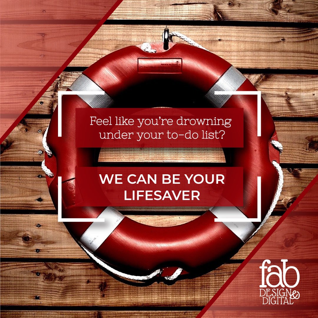 fabdesignuk's tweet photo. We can be your lifesaver!! When times are busy we can be on hand to help. We can keep your marketing, design work, social media, and digital marketing needs ticking along when times are crazy! Sometimes you just need that lifeline! https://t.co/Rr4HiLani3