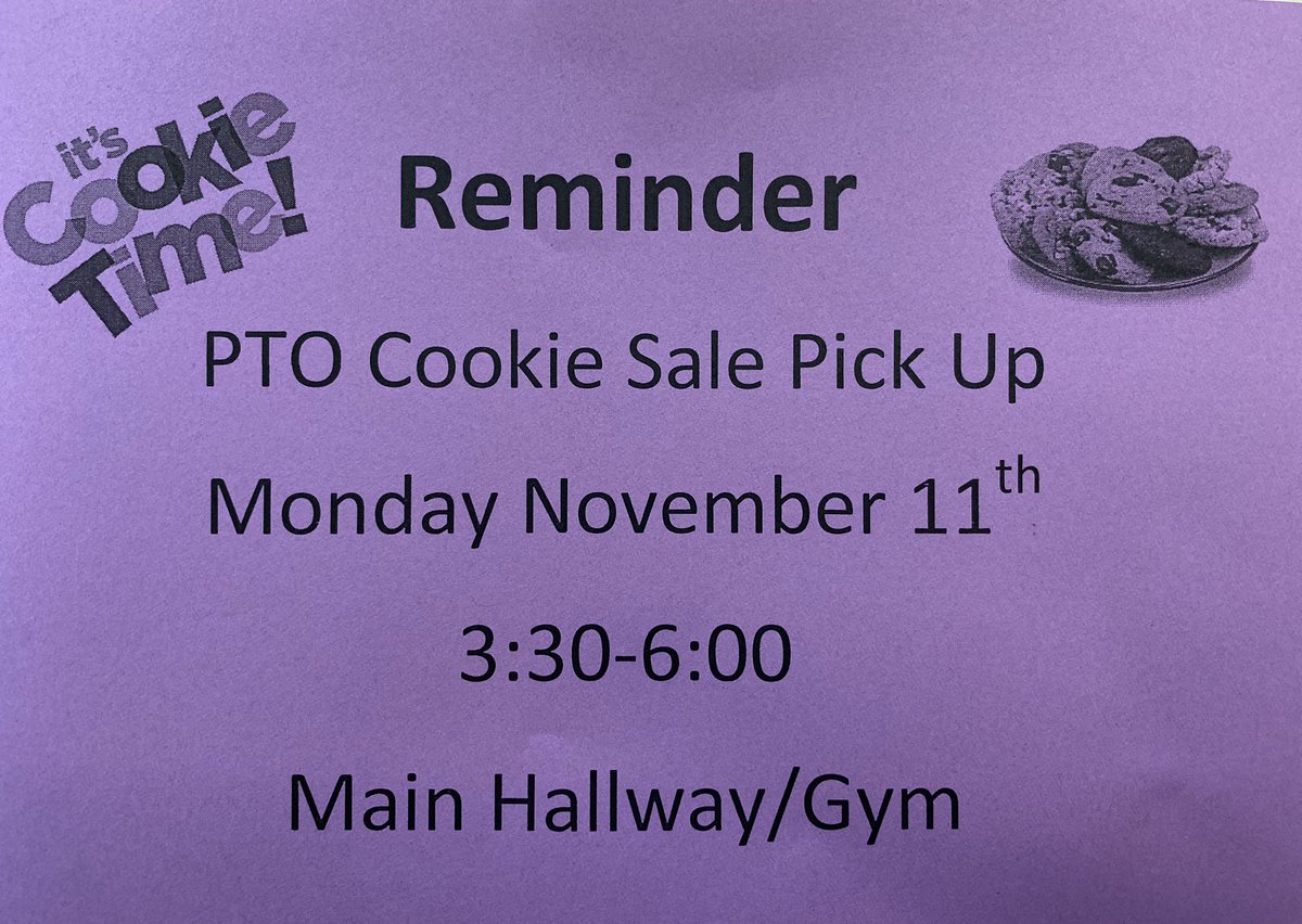 MorrishDragons's tweet photo. Morrish PTO Cookie Fundraiser pick up is coming up! Main entrance doors will be open for you to enter. https://t.co/v5rwxJ7NQr