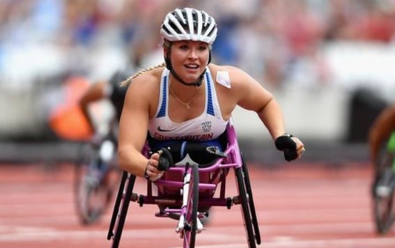 British wheelchair racer Sammi Kinghorn wins bronze in the T53 100m at the World Para-Athletics Championships in Dubai.Report: https://bbc.in/34JaWrG