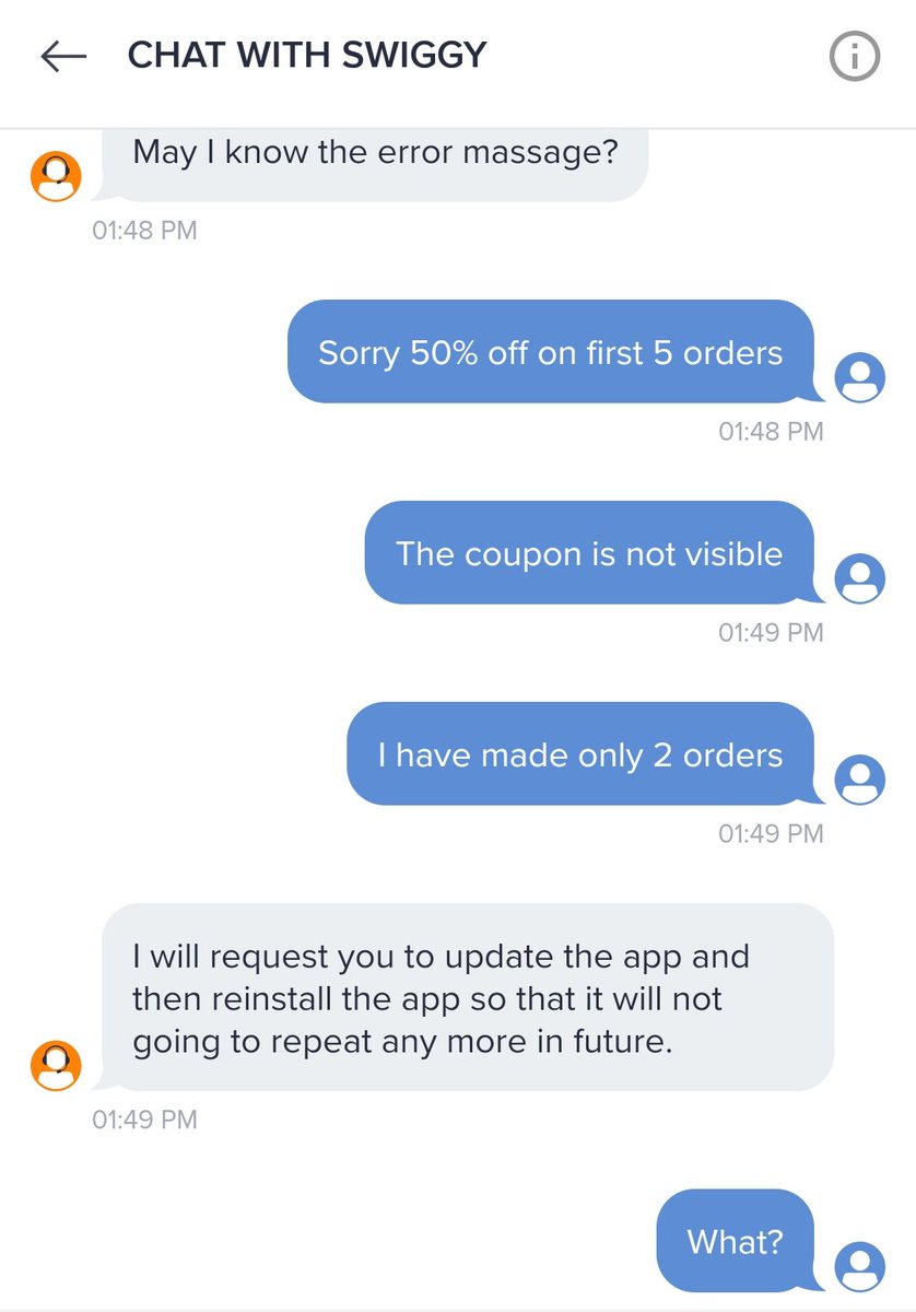 Swiggy first 5 order coupon