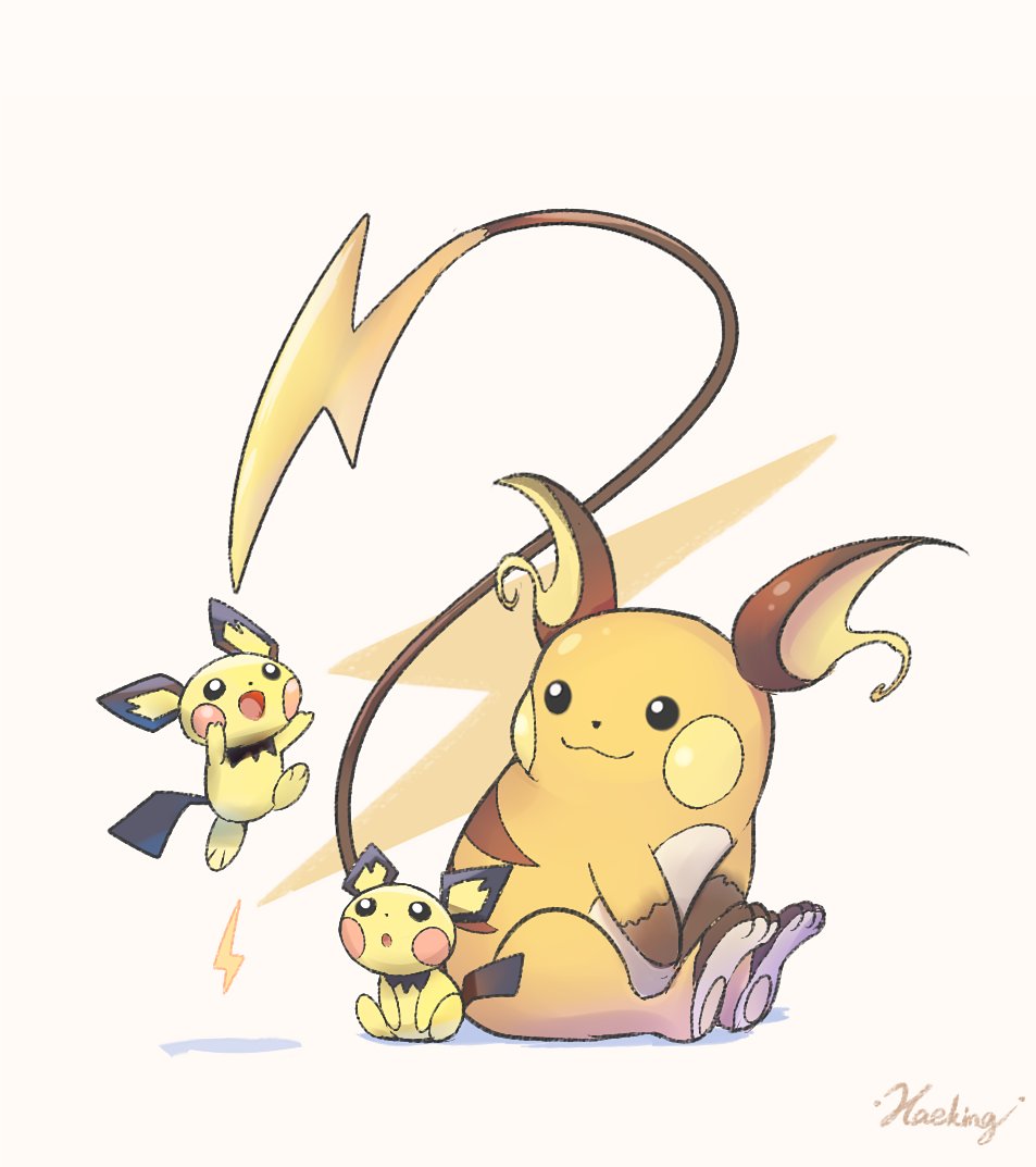 pichu pokemon (creature) no humans smile open mouth closed mouth signature sitting  illustration images