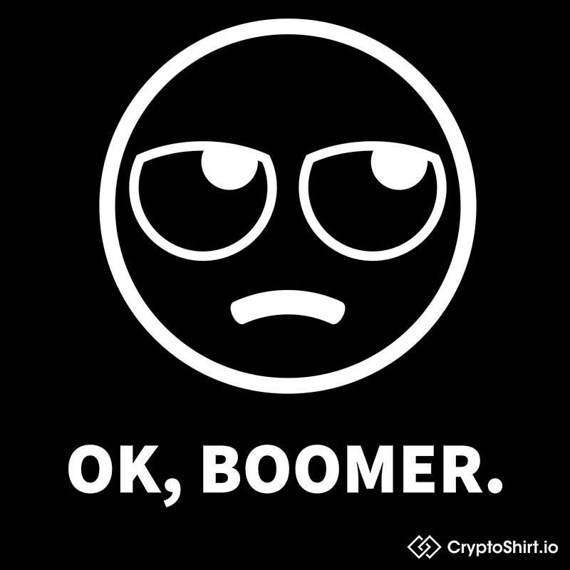 cryptoshirt's tweet photo. Hey @PeterSchiff ! We got a new t-shirt, check it out! 🙄🤣
https://t.co/GpbX2eqqad
•••
#okayboomer #Boomer #babyboomers #bitcoin https://t.co/xUJ0wwYlJj