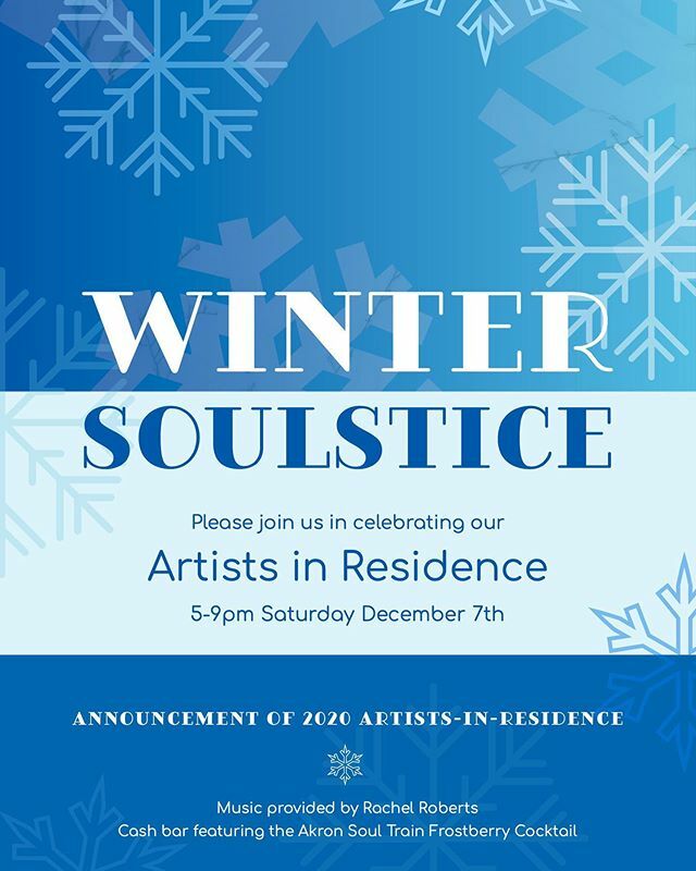 Mark your calendars for our annual Winter SOULstice celebration on Saturday, December 7th. There will be live music from Rachel Roberts, a cash bar, and we will announce our 2020 artists in residence!
#akron #heyakron #whynotakron #akronsoultrain #artist… ift.tt/2CsP9rW
