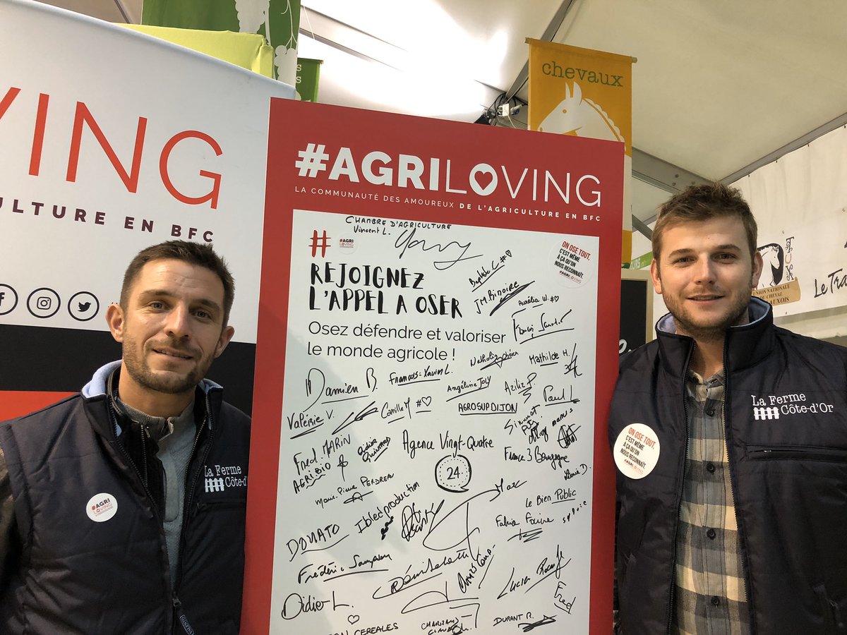Les ambassadeurs #agriloving vous attendent sur le stand : <a href="/FxLeveque/">Leveque Francois-Xavier</a>  et <a href="/baptistecolson/">Colson Baptiste</a>. 
@Min_Agriculture <a href="/DijonCereales/">Dijon Céréales</a> <a href="/JACotedOr/">JA Côte d’Or</a> <a href="/JABFCsyndicat/">JA BFC</a> <a href="/JeunesAgri/">Jeunes Agriculteurs</a> <a href="/bfc_region/">Région Bourgogne-Franche-Comté</a> <a href="/CD_CotedOr/">Côte-d'Or</a> #foiregastronomiquedijon