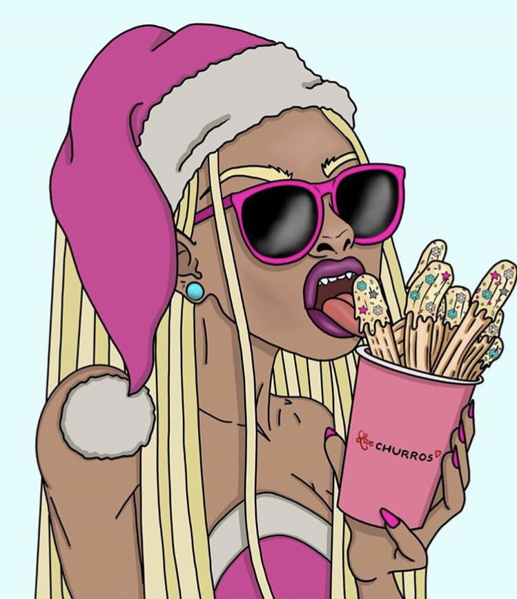 Bad girl eating a not so bad portion of churros. 🎅 #santa #Christmas #illustration