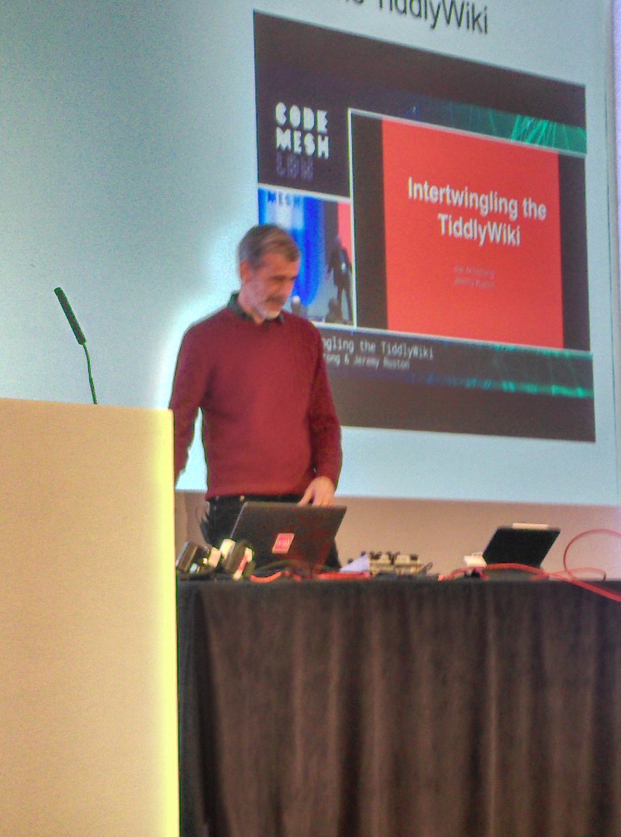 FrancescoC's tweet image. Getting the TiddlyWiki and SonicPi jamming together, just the way @joeerl had suggested! @samaaron, @Jermolene and @rvirding #rememberingJoe at #CodeMeshLDN