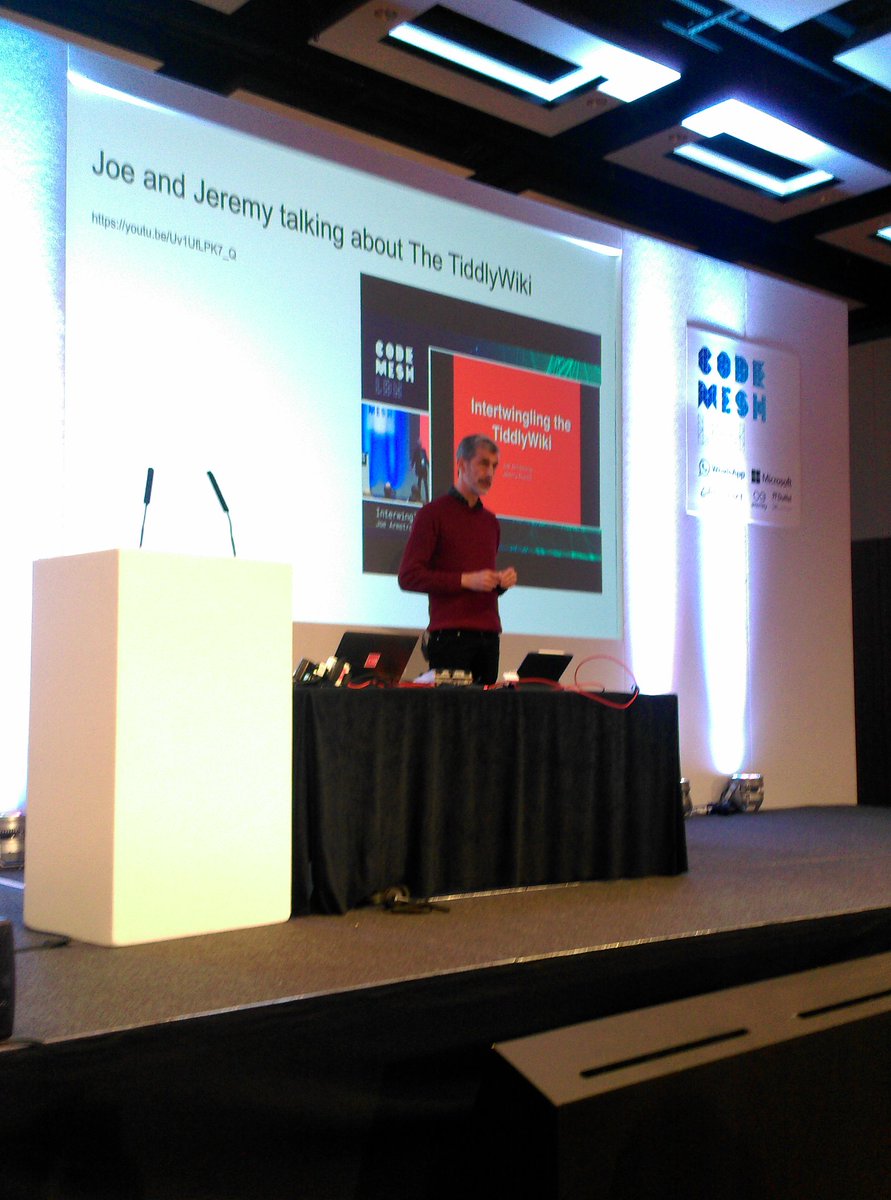 FrancescoC's tweet image. Getting the TiddlyWiki and SonicPi jamming together, just the way @joeerl had suggested! @samaaron, @Jermolene and @rvirding #rememberingJoe at #CodeMeshLDN