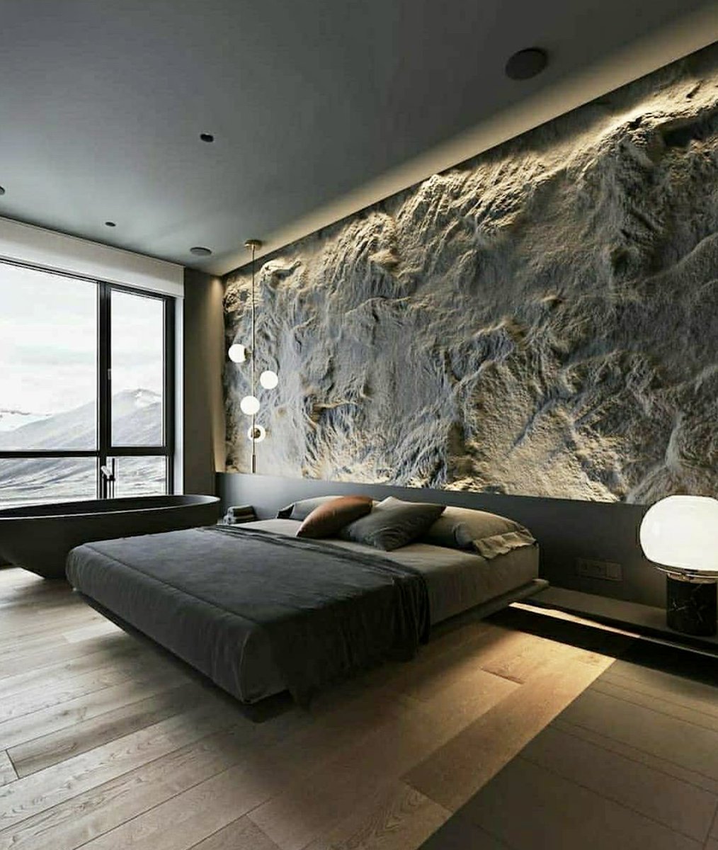 nook_oak's tweet photo. 🤩🤩🤩 The natural granite accent wall and open views in this bedroom really inspires! #interior #design #coolroom #architecture  #homestyle #homedecor #Interiordesign #bedroom #bed #bedroomideas #bedding #design #designer #furnish #homefurnishing #cool https://t.co/Ok6qIXLWAl