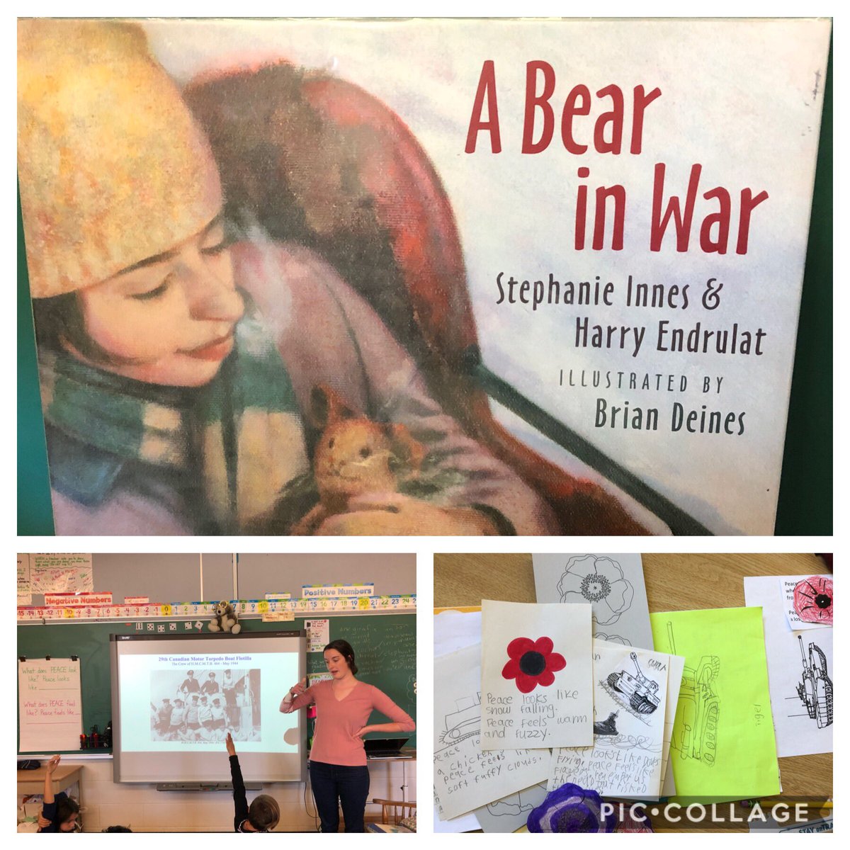 CMarshallClass's tweet photo. Reading A Bear in War, making Remebrance Day art for Monday and Miss Stouffer sharing a picture of her Great-Uncle in WWII. @QueensEduc @JRHenPS_LDSB https://t.co/t3fCvVaSzm