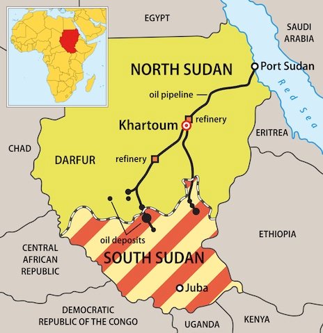 Pero no solo hay cuestiones culturales en juego. También hay recursos naturales (sobre todo petróleo), y todos quieren morder de ese plato. Por ejemplo, Sudán del Sur posee las reservas de petróleo en la zona, pero se envía y se refina en Sudán. Esa dependencia genera tensión.
