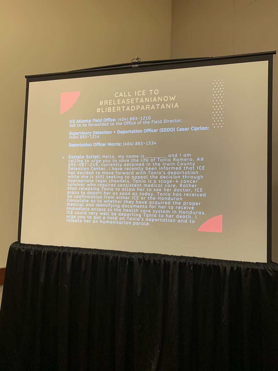 aanch__'s tweet image. #ASA2019 #2019ASA if you have time at your panels today, please share information for this direct action preventing the deportation of the mother of my friend and colleague @MajeMojado. We are calling into ICE officer Ciprian’s office to #ReleaseTaniaNow!