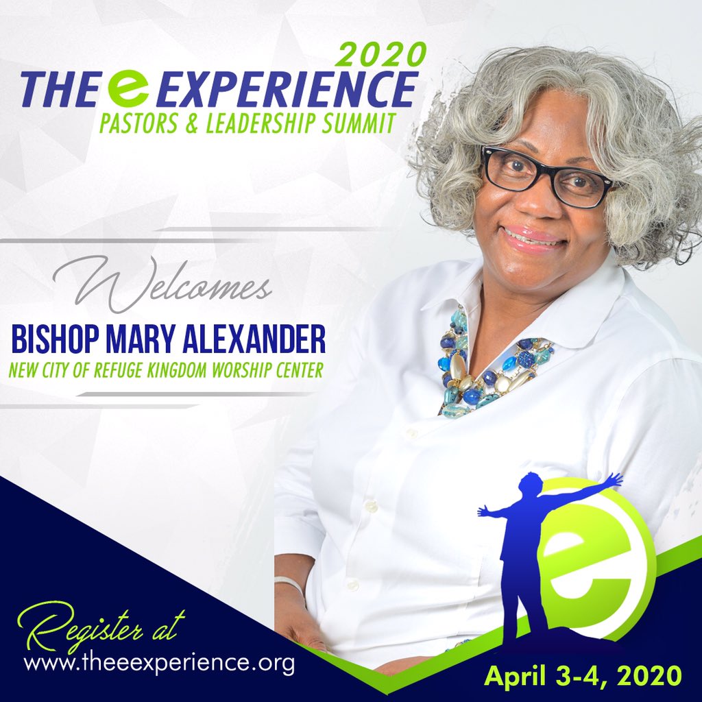 PastorandS's tweet photo. Bishop Mary L Alexander is coming to PLS’20-The “E” Experience 

Bishop Alexander is a

🔸 Pastor &amp; Presiding Prelate
#CityofRefuge
#JudahKingdomMinistries

🔸 Respected advocate for supporting women in ministry

🔸 Prayer warrior &amp; authentic prophet 

Registration’s OPEN, Go Now https://t.co/VtueVh95Ls