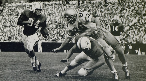 After opening the 1955 season against Mississippi State with the previous white helmets, coach Woodruff added black numbers to the helmet for the next game against Georgia Tech.Florida would keep this helmet design until the 1962 season.