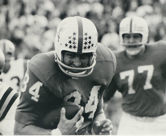 In 1962, Florida added helmet stickers, much like current day Ohio State. These stickers appeared on the front of the helmet as stars.The helmet design also changed to (what appears to be (b/w photos are hard to read)) orange numbers, while keeping the single orange stripe.