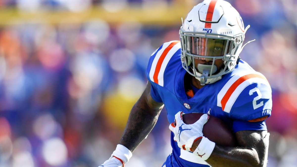 2019 featured the 15th different white helmet in Gator’s history as Florida revealed 1960’s era throwbacks vs Auburn:An orange stripe, block F/circle F combination, and 150th logo on the bumper.Florida won 24-13