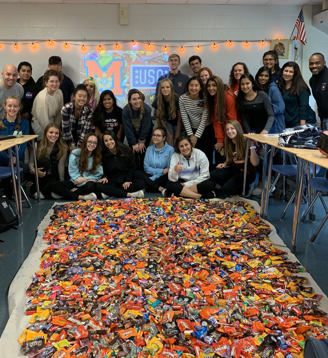 GCMSGA's tweet image. Thank you to all who donated Halloween candy to Marshall’s Leadership and SGA students and Military Youth Liaison Organization for the USO. We collected 250 POUNDS of candy!