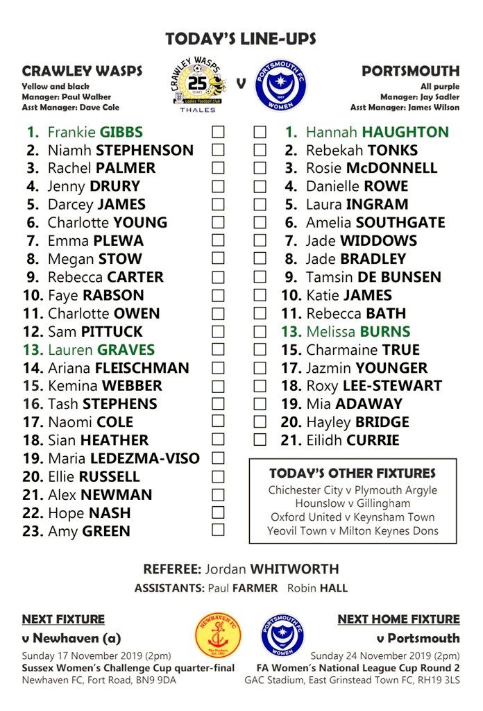 PROGRAMME: Sunday's 32-page match programme against <a href="/PompeyWomen/">Portsmouth Women</a> is FREE. It includes a voucher for reduced entry to our game against @CardiffCityLFC in December.

Also includes an interview with <a href="/chewycarter91/">Rebecca louise</a> and our new commercial column, by <a href="/namaral78/">James L</a>.