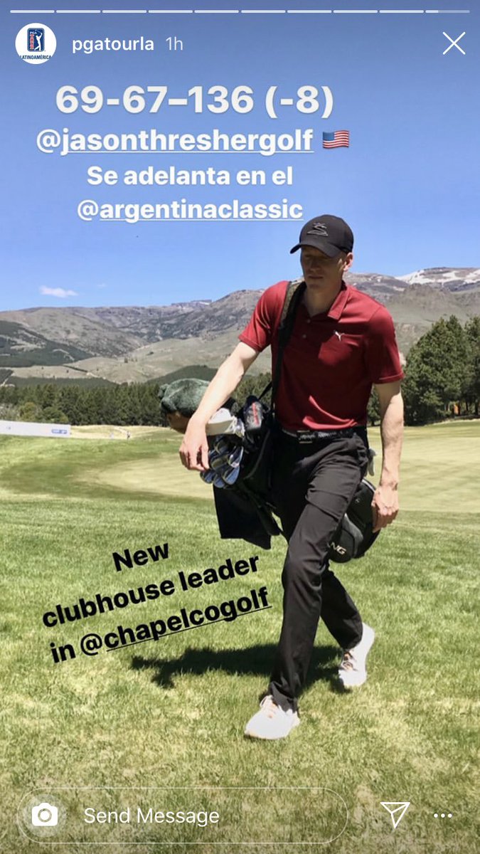 MatchPlayP's tweet image. Our guy @JThresherGolf sitting at -8 current leader in the clubhouse at @PGATOURLA #argentinaclassic. #golf #golfpro #bryantbulldogs #thresher #golow
